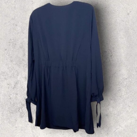 NEW Navy Blue Faux Wrap Long Sleeve Mini Dress Nordstrom Size Small &. Layered S - Picture 4 of 9